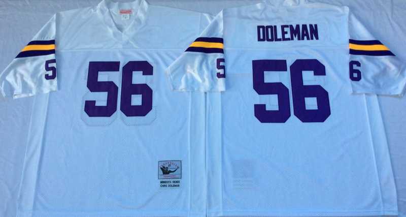Vikings 56 Chris Doleman White M&N Throwback Jersey